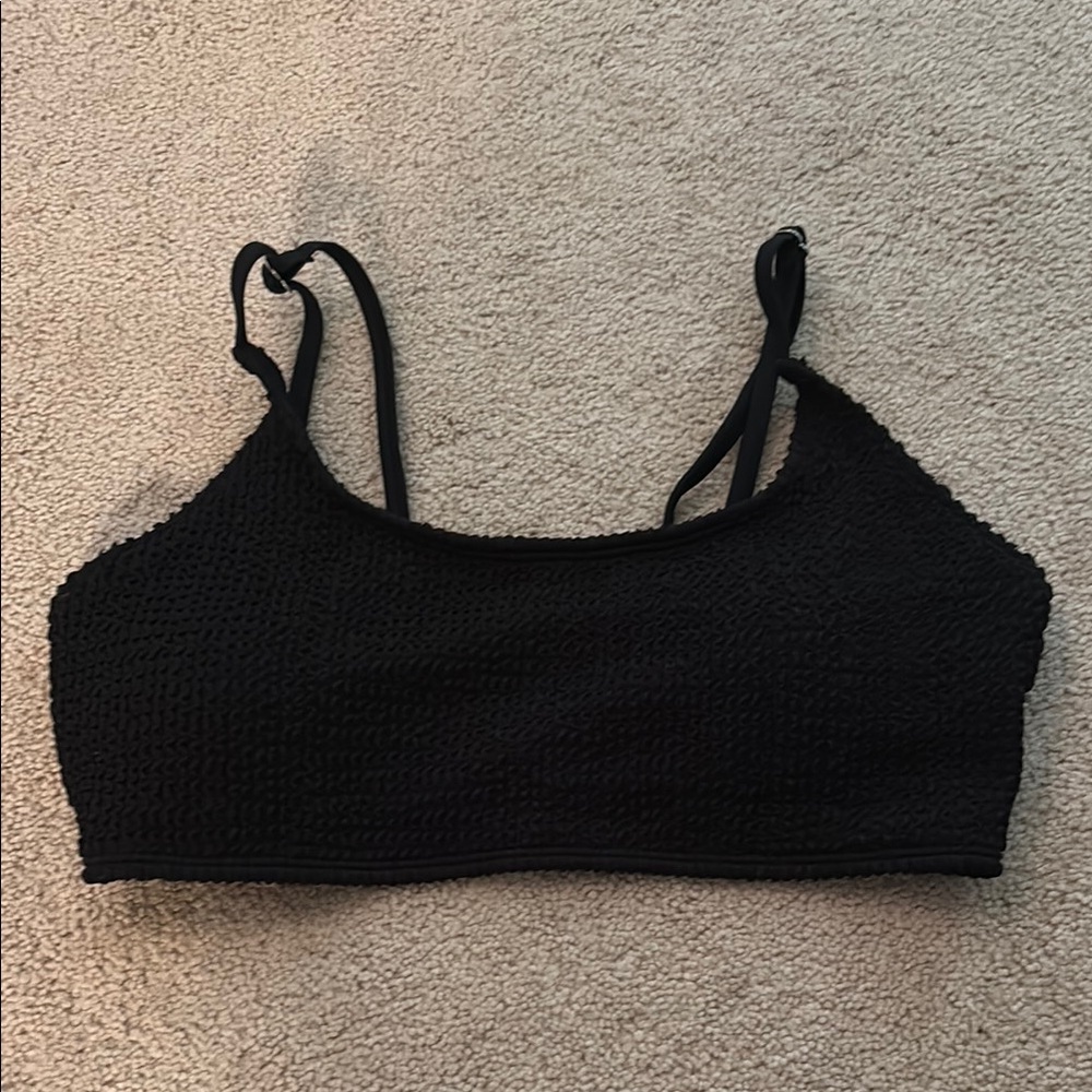 Black Textured Bikini Top